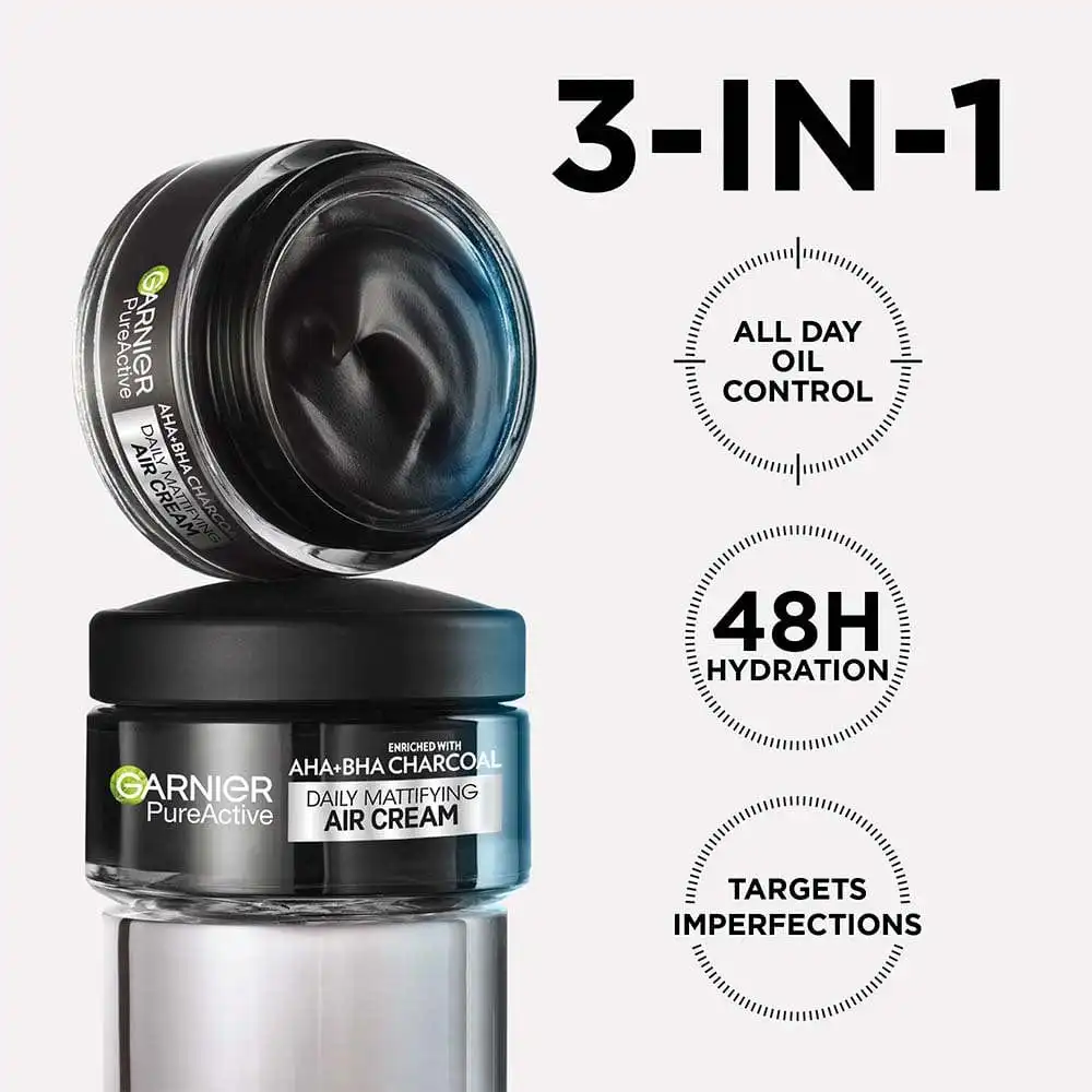 مرطوبکننده کنترل چربی گارنیر Charcoal AHA+BHA - Image 3