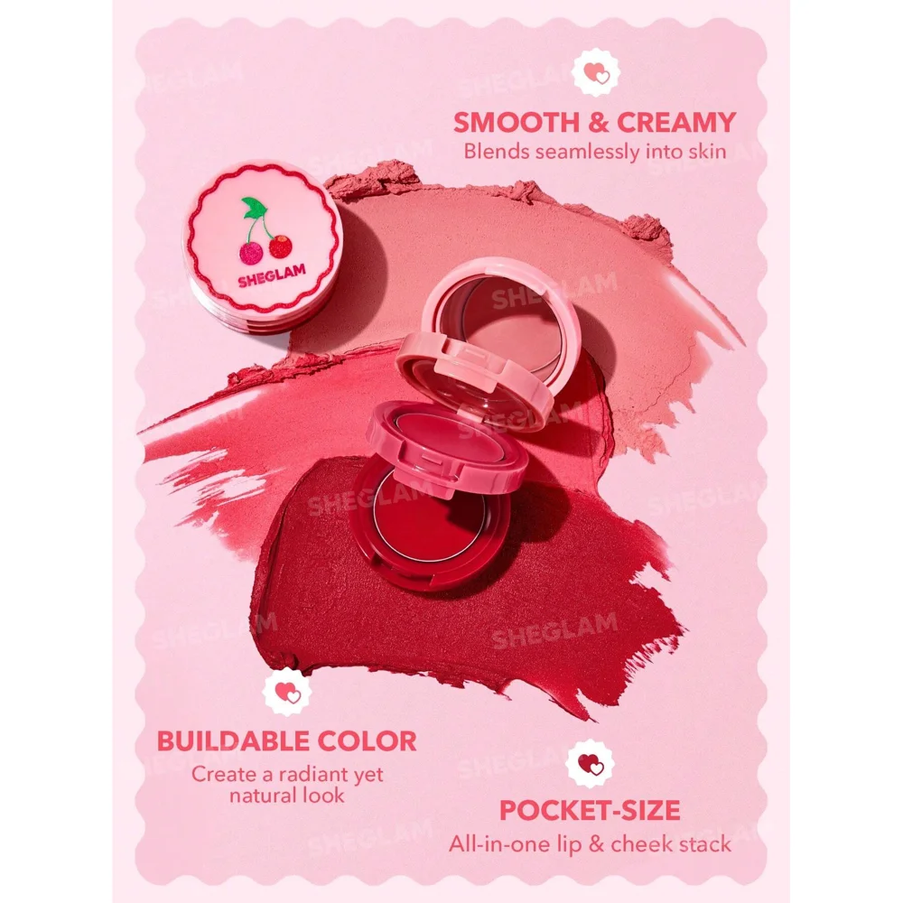 رژلب و رژگونه کرمی سه طبقه شیگلم مدل Cherry - Image 7