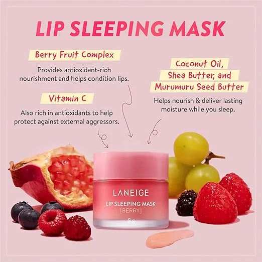 ماسک لب شب لانیژ توتفرنگی وزن 20گرم - Image 2