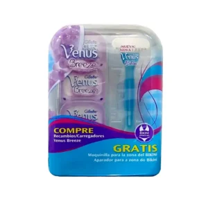 پک تیغ اصلاح بیکینی ونوس همراه 3 عدد تیغ یدک مدل Breeze